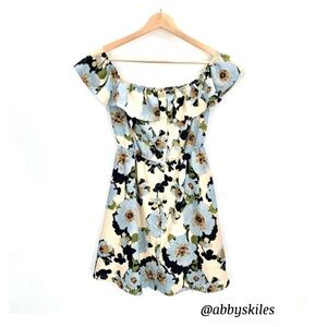 J.O.A. Los Angeles Off Shoulder Floral Mini Dress Small Fairycore Ruffle